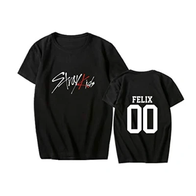 Imagen de KPOP Camisetas Stray Kids Camiseta para Fanáticos de StrayKids Bangchan Felix Hyunjin Jeongin Minho Unisex Manga Corta