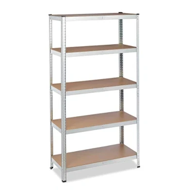 Imagen de Relaxdays 10034167 Estantería Metálica Taller, 5 Baldas, 180 x 90 40 cm, Resiste 875 kg, Cargas Pesadas, Acero y MDF, Plateado