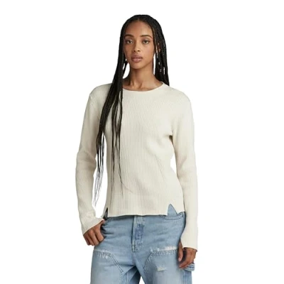 Imagen de G STAR RAW Puente Acanalado Sudadera, Beige Antique White D24486 d563 g286, L para Mujer