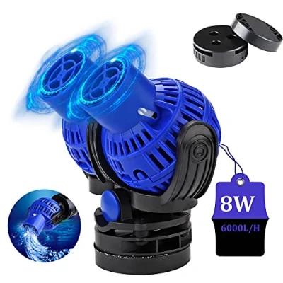 Imagen de EXLECO Doble Cabezal Bomba de Olas, 6000L/H 8W Flujo para Acuarios Wave Maker Circulación 360 Giratoria Agua Dulce y Salada 80 100cm con Ventosa (JVP 230)