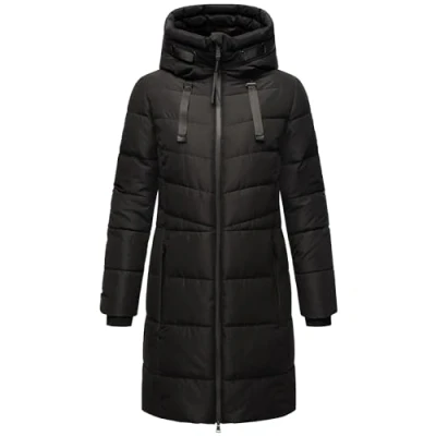 Imagen de MARIKOO abrigo de invierno para mujer, acolchado cálido, largo con capucha ajustable y cuello alto Natsukoo XVI XS 3XL, Negro , L