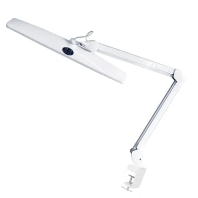 Imagen de Velleman Lámpara de escritorio LED con abrazadera, brazo giratorio, interruptor encendido/apagado y función atenuación, 84 LED, 58 cm ancho, 21 W, 6500 K, blanco