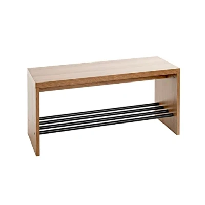 Imagen de HAKU Möbel Banco para zapatos roble, negro, MDF, metal Dim.: AN 80 cm x AL 40 P 30 cm, Estilo: Moderno