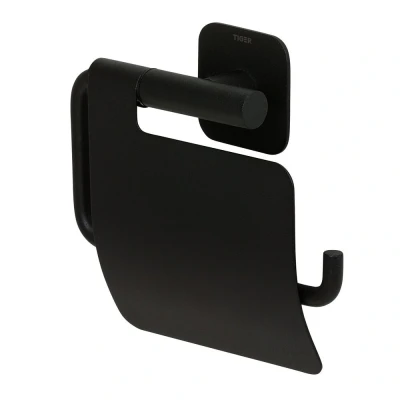 Imagen de Tiger Colar Portarrollos con Tapa, Stainless Steel, Negro, Regular