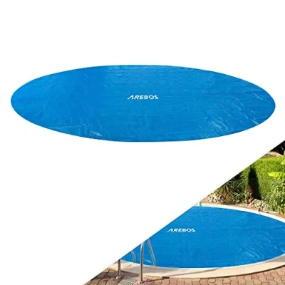 Imagen de Arebos Folio/Cubierta Solar Piscina Cubierta Redonda Ø 3,05 m Azul Lona Espesor 120 µm Rollo Recortable Calefacción para Calentar Agua