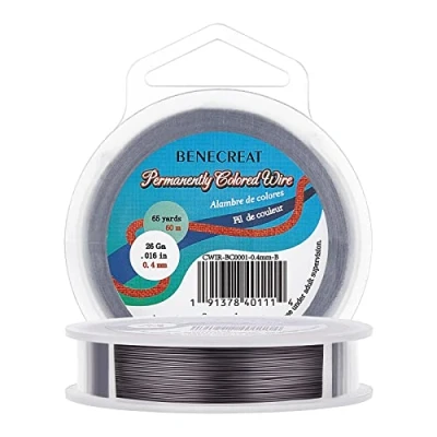 Imagen de BENECREAT 60m 0.4mm Alambre de Cobre Cable Metálico Accesorios manualidad para Diseño Bisutería Gunmetal Calibre 26