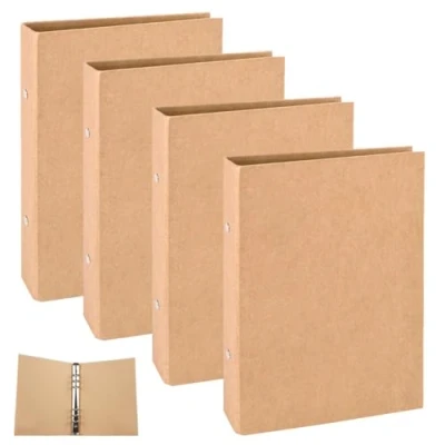 Imagen de 4 Piezas Carpetas de Anillas A5 Cubierta Carpeta Papel Kraft Paquete Recargable 6 Anillos Archivadoras