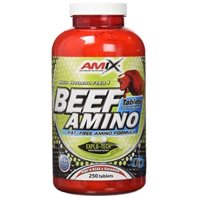 Imagen de AMIX Suplemento Alimenticio Beef Amino en 250 Tabletas Favorece la Recuperación Muscular y Ayuda a Definir los Músculos Aporta Aminoácidos Esenciales