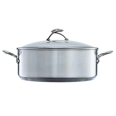 Imagen de Circulon SteelShield olla de acero inoxidable con tapa 30 cm / 7,1 L, inducción híbrida antiadherente y vidrio endurecido asas que se mantienen frías, utensilios cocina