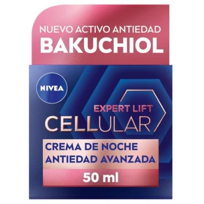 Imagen de NIVEA Cellular Expert Lift crema de noche antiedad Avanzada (1 x 50 ml), facial con bakuchiol puro, antiarrugas ácido hialurónico,