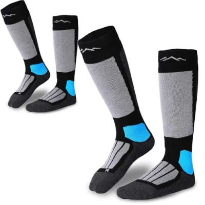 Imagen de gipfelsport Calcetines de esquí cálidos invierno lana merino térmicos para hombre y mujer funcionales, Blanco (2 x Par Set), 42 44