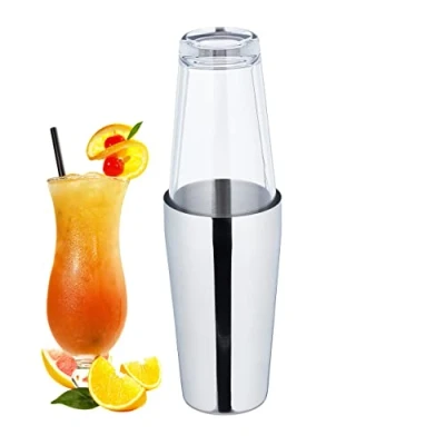 Imagen de Relaxdays Coctelera Boston, Profesional, 2 Piezas, 400 y 600 ml, Acero Inoxidable Cristal, Plateado Transparente, 16 x 8,7 cm