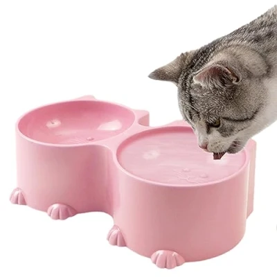 Imagen de Tazones elevados inclinados para gatos Diseño de gato, arnés alto inclinado, comedero elevado mascotas, cuencos cachorros, protector gatos, comida y Boiler