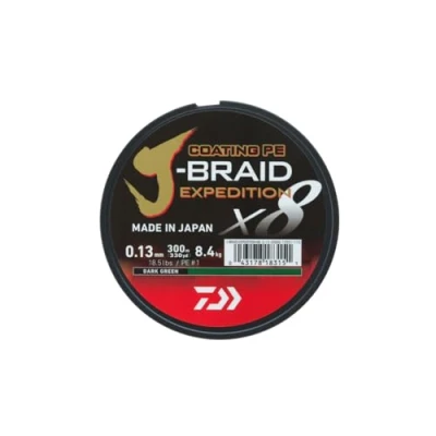 Imagen de Daiwa J Braid Expedition X8E Línea Trenzada Dark Green 0.24mm/22.2kg (300m) Hilo trenzado
