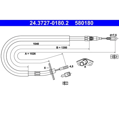 Imagen de Cable de accionamiento, freno estacionamiento ATE 24.3727 0180.2