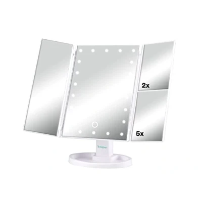 Imagen de BEPER P302VIS050 Espejo de Maquillaje con Luz, Ampliación 1x / 2X 5X Luz para Tocador