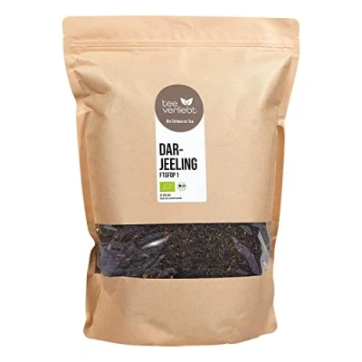 Imagen de FRUTEG Té darjeeling bio Second Flush 1000 G Perdedor ftgfop1 de la India negro orgánico liviano con aroma a cuerpo completo lotes 1 kg