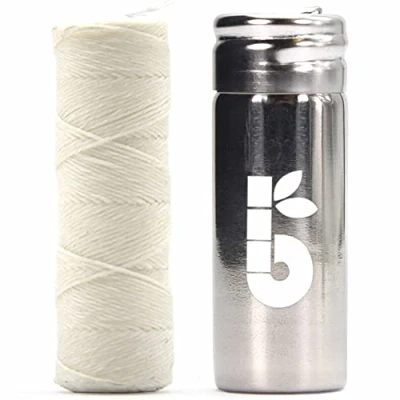 Imagen de Hilo Dental Seda Botella + 50m Biodegradable Bote Dispensador Reutilizable de Acero Inoxidable Sostenible Higiene Bambaw