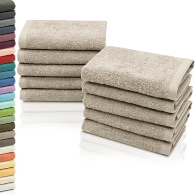 Imagen de ZOLLNER 10 Toallas para la Cara, 30x30 cm algodón, Beige Oscuro