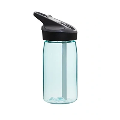 Imagen de LAKEN Botella de Agua Tritan con tapón deportivo Jannu Boca Ancha (0.45L Azul Claro) Cierre Seguridad y Pajita Incluidos Reutilizable, Reciclable, Ideal para Niños Adultos