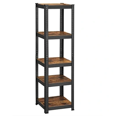 Imagen de SONGMICS Estantería de 5 Niveles, 37 x 150 cm, Carga 400 kg, Estantes Ajustables, Estilo Natural, para Cocina, Salón, Marrón Rústico y Negro GLR037B01