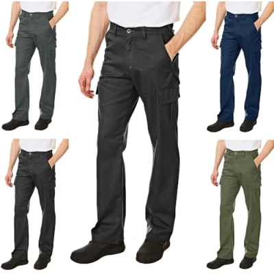 Imagen de Lee Cooper LCPNT205 Pantalón cargo clásico de trabajo con bolsillos múltiples, cuidado fácil y resistente, para hombre, Negro, 34W / 31L