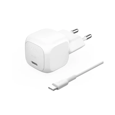Imagen de Belkin BoostCharge Cargador de Pared Compacto 20 W, Carga rápida USB C Power Delivery, portátil con Cable a para iPhone 16, Samsung Galaxy S25, iPad, AirPods y Otros, Blanco