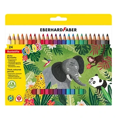 Imagen de Eberhard Faber 511425 Juego de lápices color Colori, 24 jumbo en forma triangular ergonómica