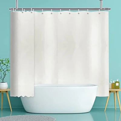 Imagen de YISURE Cortina de Ducha 240x180cm, Crema Extra Ancha, Impermeable y sin Moho, Separador ambientes, Ancho 240 x Alto 180cm