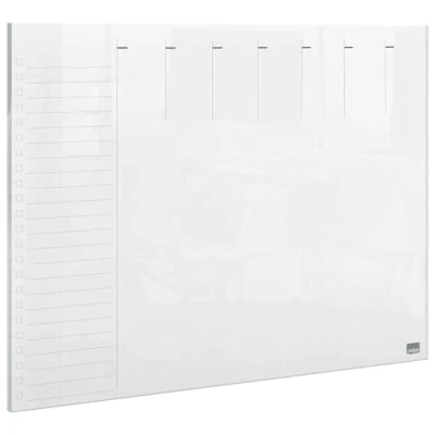 Imagen de Nobo Pizarra Blanca Magnética para Escritorio y Pared, Planificador Semanal Tamaño A4, Borrado en Seco, Sin Marco, Incluye Rotulador Soportes, Transparente, 210 x 297 mm, 1915614