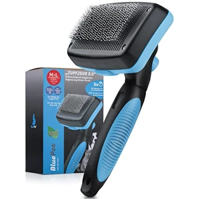 Imagen de BluePet® Cepillo para perros y gatos de pelo medio largo Elimina suavemente el subpelo, los enredos nudos Afloja la capa superior