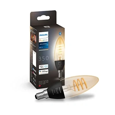 Imagen de Philips Hue Bombilla LED inteligente Filamento E14 Vela, Luz Blanca de Cálida a Fría 4.6W (Eq. 30W) 350 lúmens, Compatible con Alexa y Google Home