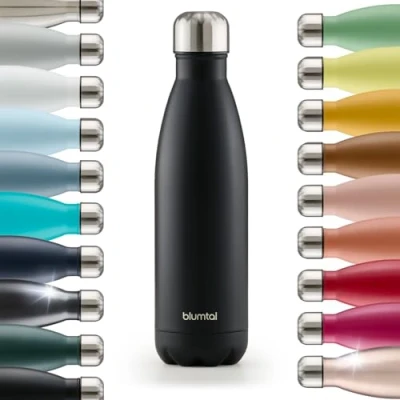 Imagen de Blumtal® botella termica Charles 1 litro sin BPA agua acero inoxidable botellas de aislada negro