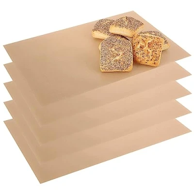 Imagen de COM FOUR® 5x láminas para hornear permanentes hechas de teflón papel reutilizable apto horno hasta 260 C lámina antiadherente cortable lavavajillas