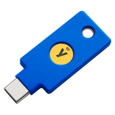 Imagen de Yubico y 400 Llave de Seguridad para Puertos USB C Dispositivos móviles NFC compatibles, con autenticación Dos factores, Color Azul