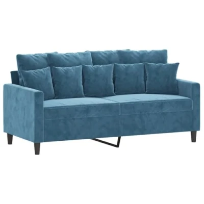 Imagen de vidaXL Sofá de 2 Plazas, Biplaza con Reposabrazos Cojines, Asiento Tapizado, Acolchado para Salón Dormitorio, Terciopelo Azul