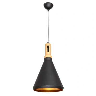 Imagen de BEL AIR HOME Lámpara colgante Bonn estilo vintage negro y oro ajustable ligera portalámparas E27 para salones, comedores bares (25 CM)