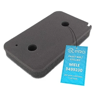 Imagen de DL pro Filtro de espuma compatible con Miele 9499230, 207 x 155 28 mm, para intercambiador calor, secador bomba calor
