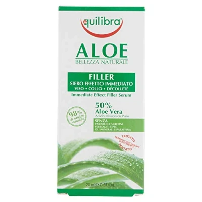 Imagen de Equilibra sérum facial con aloe vera, efecto inmediato, a base de vera para pieles sensibles, hidratante y protector, combate los signos del envejecimiento en maduras, 20 ml