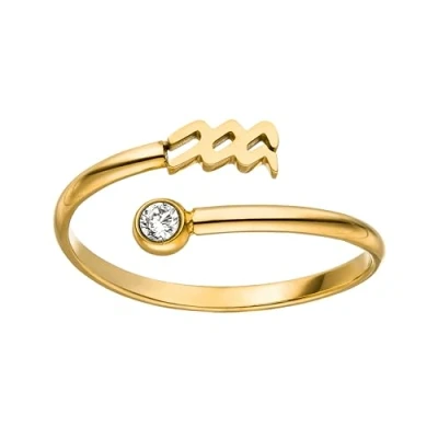 Imagen de Purelei® Anillo de signo del zodiaco mujer resistente al agua acero inoxidable duradero Anillos ajustables tamaño 50 a 60 Joyería moda para tu look individual, cm,