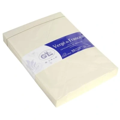 Imagen de G. Lalo 47200l Papel Vergé de France (100 g, DIN A4, 21 x 29,7 cm, 50 hojas), color blanco, beige 22,9 16,2 cm gefüttert