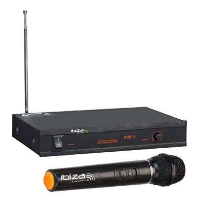 Imagen de Ibiza VHF1A Sistema de microfonía inalámbrica con 1 micrófono VHF y Receptor Canal 207.5MHz Negro