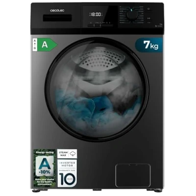 Imagen de Cecotec Lavadora 7Kg Carga Frontal Bolero Dresscode 7410 Inverter Steel A. 1850W, 1200 rpm Regulables, 16 Programas, Motor Plus, Bajo Consumo, Vapor, Esterilización de la Ropa