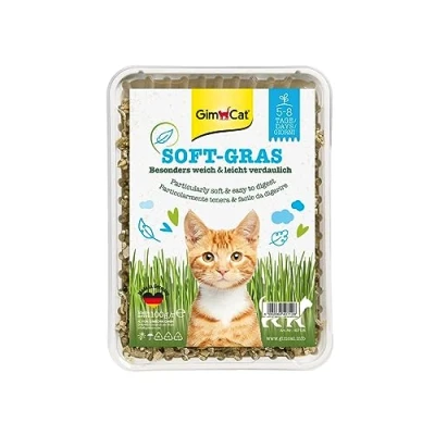 Imagen de GimCat Soft hierba Tierna para gatos rica en vitaminas, de crecimiento rápido solamente 5 a 8 días 1 bandeja (1 x 100 g)