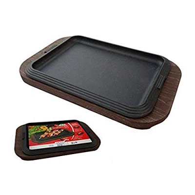 Imagen de Ilsa Plato de hierro fundido con bandeja madera 30x22 cm