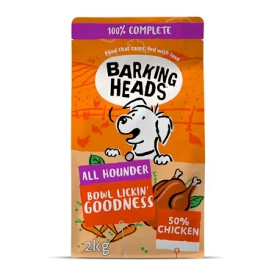 Imagen de Barking Heads Comida Seca para Perros Bowl Lickin&#039; Chicken Pollo 100% natural sin aromas artificiales, Ayuda a mejorar la digestión y salud de las articulaciones, 2 kg