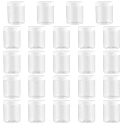 Imagen de HEIHAK Paquete de 24 frascos redondos plástico 8 onzas y 250 ml con tapas, vacíos transparente, dulces, manualidades