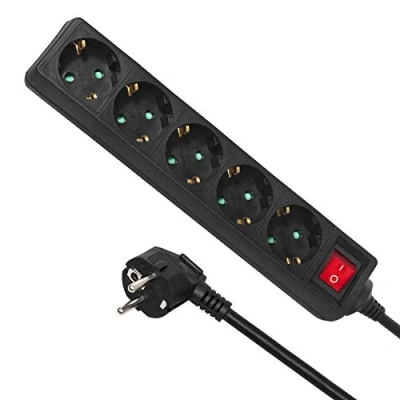 Imagen de Maclean MCE227G regleta de alimentación con Interruptor Tomas múltiples Enchufe Tira Protección Infantil Schuko 3500W (5X 5m)