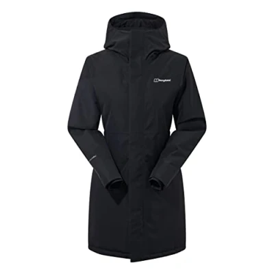Imagen de Berghaus Hinderwick Chaqueta impermeable con aislamiento para mujer, duradera, transpirable, color negro, talla 20