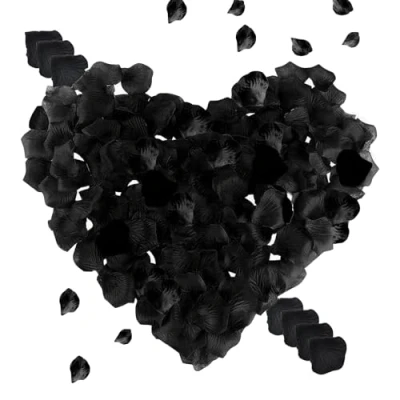 Imagen de Probuk 1200 Piezas Pétalos de Rosa, Negro Flores Artificial, Artificiales Deco para Arte Boda Adornos Fiesta, Romántica Decoración San Valentín, Cumpleaños,Evento